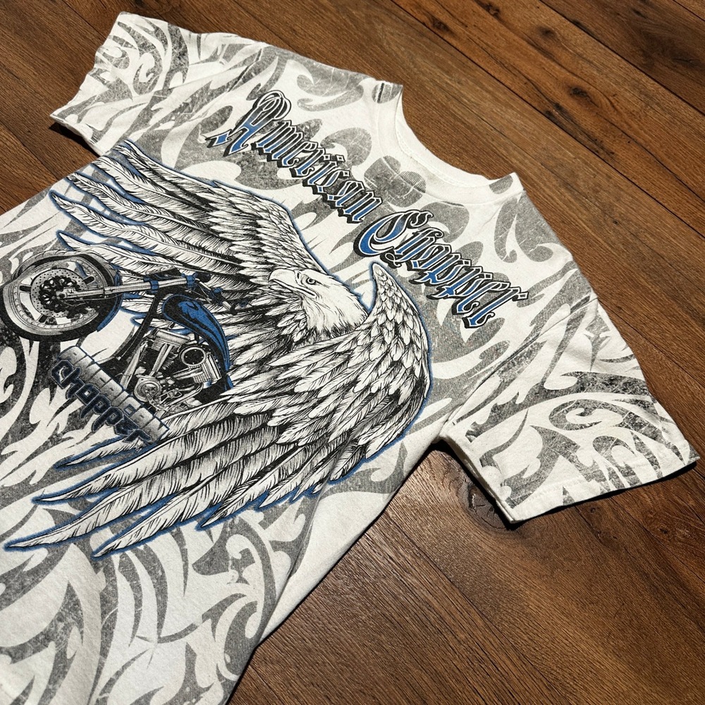 Y2K American Chopper White Graphic T‎ Shirt Mens Medium